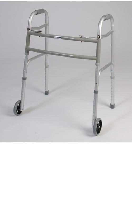 Bariatric Dual Button Folding Walker With 5 inch Wheels