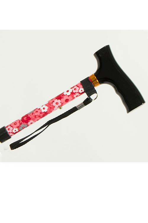 Adjustable Travel Folding Cane - Pink Floral