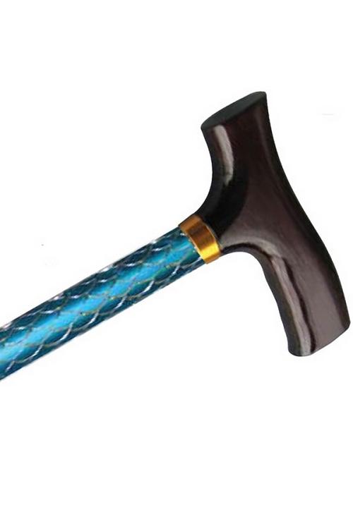 Adjustable Sparkle Travel Folding Cane - Blue