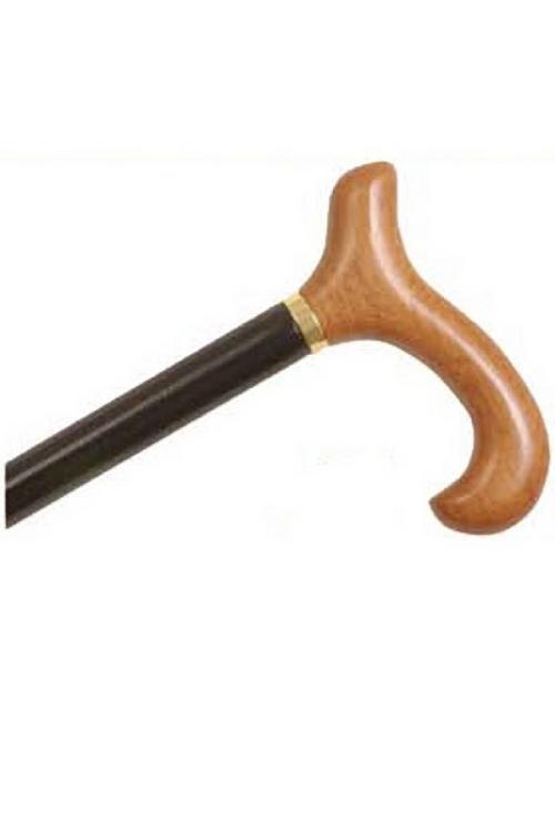 Derby Handle Wood Cane - Natural Stain Handle, Black Shaft