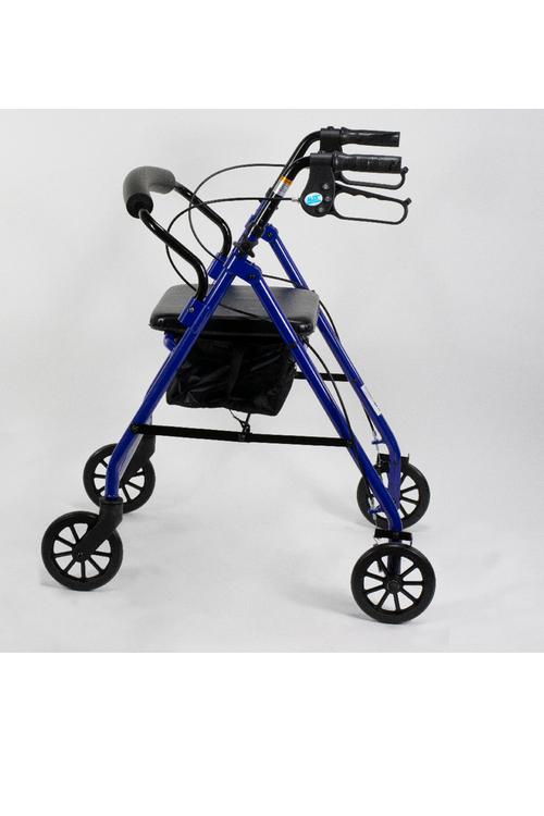 Lightweight Steel Rollator With Brakes and Padded Seat