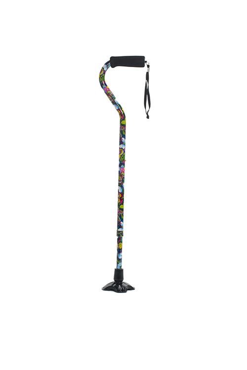 Self Standing Offset Handle Aluminum Cane - Butterfly 