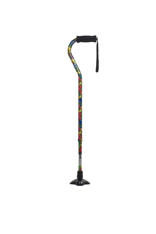 Self Standing Offset Handle Aluminum Cane - Summer Garden