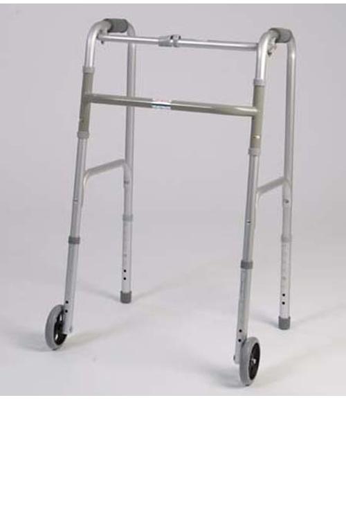 Single Button Folding Walker With Wheels