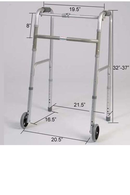 Single Button Folding Walker With Wheels