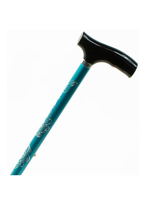 Straight Adjustable Cane - Blue Sparkling Teardrop