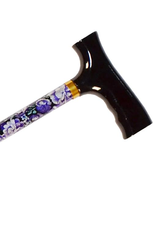 Straight Adjustable Cane - Mauve Floral