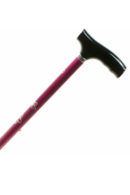 Straight Adjustable Cane - Red Sparkling Flower