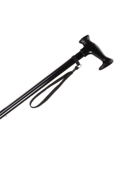 Straight Adjustable Cane With T Handle - Black 