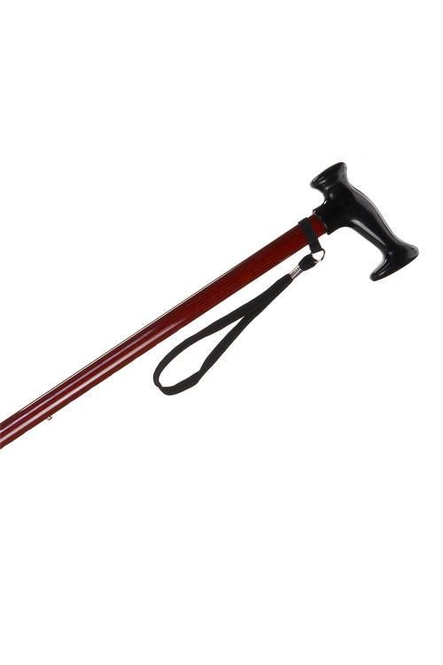 Straight Adjustable Cane With T Handle - Wood Grain