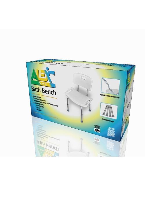 Tool Free Bath Bench with Back