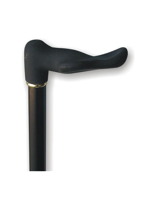 Wood Cane Soft Touch With Palm Grip Handle - Black