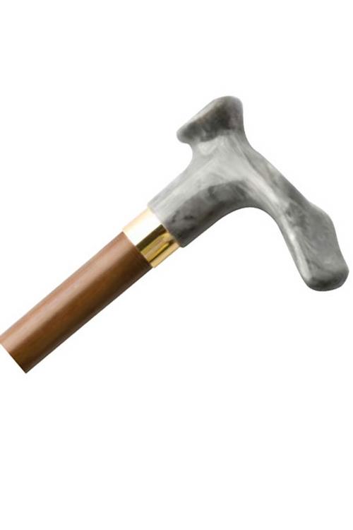 Wood Cane With Contour Handle - Gray Handle