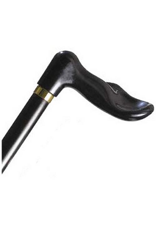 Wood Cane With Palm Grip Handle - Black